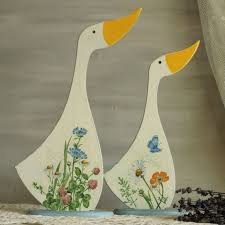 Wood Decor Rustic Goose Set 2 Pieces Wooden Statuettes Interior Decor Country Provence Statuettes Interior Figurine Easter Crafts Diy Arts And Crafts Crafts