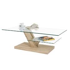 table basse swansea imitation chene de sonoma verre table basse table basse bois table de salon