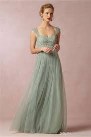 Sage Green Princess Long Bridesmaid Dresses A Line Sweetheart Neckline Cap Sleeves Tulle With Lace Floor Length Prom Dresses Bo8554 Red And Black Bridesmaid Dre Kutyur Vesillya Krasa