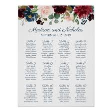 rustic navy marsala floral wedding seating chart