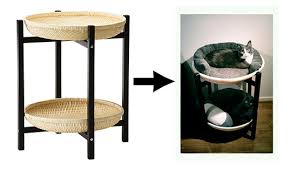 Diy Catification Hack Ikea Trendig Tray Table Turned 2 Story Cat Bed Hauspanther Diy Cat Bed Ikea Hacks For Cats Ikea Cat