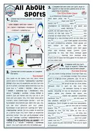 All About Sports English Exercises Vocabulary Exercises English Lessons