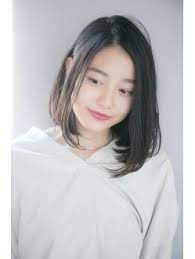 garden西川 大人可愛い 黒髪前髪なしワンカールとろみロブ 前髪なし ボブ 前髪なし 切りっぱなし ボブ パーマ