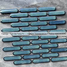 Gạch mosaic que đầu tròn màu xanh rêu VMSQ-DT082