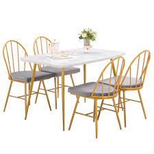 Counter wooden dining table chairs set breakfast nook or small dining space furniture buy folding table home garden dining table set product on alibaba com. 5 Piece Marble Dining Table Set 4 Chairs Kitchen Dining Room Breakfast Nook Us Ebay