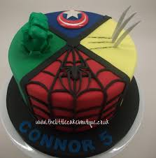 Marvel inspired cake with iron mans hand, thors hammer, captain america's shield, avengers logo this 5″ and 7″ two tier cake serves approx 26 portions. Thor Symbol Cake Vtwctr