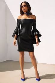 Off The Shoulder Vegan Leather Dress Fashion Dresses Leather Dresses