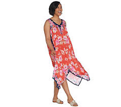 Tolani Collection Printed Asymmetric Hem Woven Dress Qvc Com Dresses Outfits Fashion