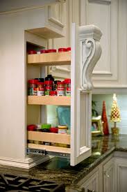 traditional kitchen with a spice rack