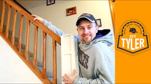 I'm going to replace the banister shown in the pic with a half wall. Build A Stair Railing For A Half Wall Diytyler