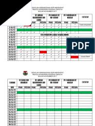 Salin jadual tersebut ke dalam buku kedatangan murid. Rekod Kehadiran Pekerja