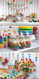 Idea Para Fiesta Tematica Arcoiris Rainbow Parties Rainbow Birthday Party Rainbow Unicorn Party