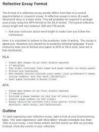 The high number of college applicants depending on your school, subject, and even essay topic, you might be required to format your most typical referencing styles are mla and apa. How To Write A Reflective Essay Its Definition At Kingessays C