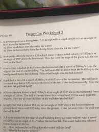 Solved: Projectiles Worksheet3 Physics 40S 1. A Diver Jump... | Chegg.com
