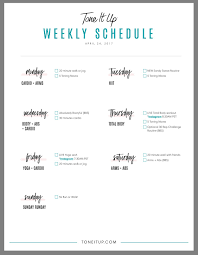 Tone It Up Bikini Series 2017 Week One Workout Schedule Tiu Weekly Workout Schedule Weekly Workout Plans Tiu Workout
