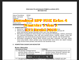 Hal itu membuat guru harus mampu mengikuti perkembangan ilmu dalam menyusun rpp. Download Rpp Mtk Kelas 4 Semester 1 Dan 2 K13 Revisi 2018 Guru Berbagi