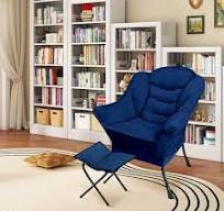 WOAISOO Cadeira preguiçosa moderna com otomana, apoios de braço e bolso  lateral, cadeira de sofá preguiçosa, espreguiçadeira contemporânea para ...