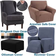 Padded universal cover for armchair. High Elastic Waterproof Ottoman Cover Wingback Chair Recliner Covers Armchair Sofa Cover Stretch Furniture Slipcover Washable Solid Color Knitted All Inclusive Sofa Chair Protector Wish