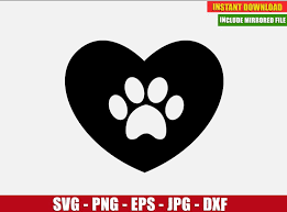 Download Dog Paw Heart Vector Clipart Free Svg Dxf Png Digital Image Cut File Silhouette Cricut T Shirt Design Freebie Diy Donvitodesign