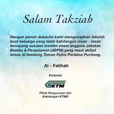 Saat berinteraksi dengan orang lain, tidak mungkin kita melupakan ucapan salam. Ktm Berhad Salam Takziah Kepada Semua Keluarga Mangsa Facebook