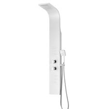 Arena Series 60 In 2 Jetted Full Body Shower Panel System With Heavy Rain Shower And Spray Wand In White Sp Az055 Shower Panels Bathroom Shower Panels Shower Controls