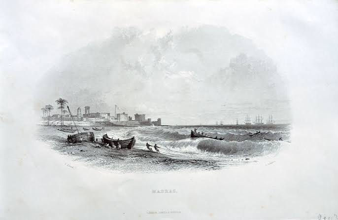 View Of Bombay or Mumbai - Old Print 1845 - Past-India