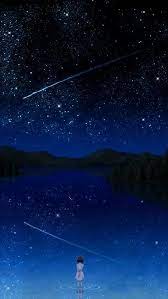 Anime Sky Shooting Stars Universe Iphone Wallpaper Iphone Wallpapers Night Sky Wallpaper Sky Anime Beautiful Night Sky