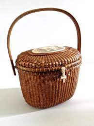 Vtg Nantucket Lightship Basket Purse Basket Nantucket Cane Baskets