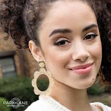 Park Lane "BLOOM" Glittered Floral Earrings w/ Gold Discs Big & Fun! Reg.  $56