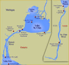 map of lighthouses at lake st clair detroit st clair