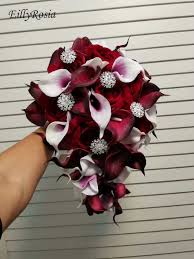 Check spelling or type a new query. Eillyrosia Dark Red Purple Cala Lily Cascading Bridal Bouquet Tear Drop Vintage Wedding Flowers High Quality Custom Made Color Wedding Bouquets Aliexpress