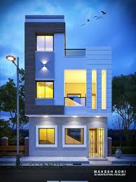 Night 3d Exterior Elevation Design Rustic Home Casas 3d Architectural Visualization In 2020 Small House Design Exterior Small House Elevation Design House Exterior