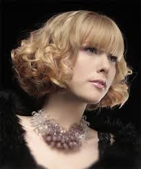 Now, it is very trendy to have natural curls and bangs. Short Curly Layered Light Strawberry Blonde Bob Haircut With Blunt Cut Bangs