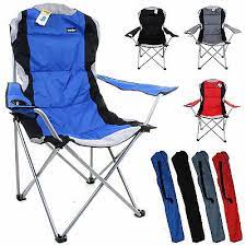 Heavy Duty Camping Chair Luxury Padded Folding High Back Directors W Cup Holder Ebay