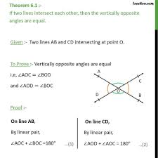 And are opposite to each other. Theorem 6 1 Class 9 Vertically Opposite Angles Are Equal