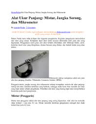 Hitunglah berapa panjang diameter bola tersebut. Doc Alat Ukur Panjang Mistar Jangka Sorong Dan Mikrometer Roro Kemuningsari Academia Edu