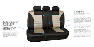 Fh Group Fhfb068115 Premium 3d Air Mesh Seat Covers Full Set Airbag And Split Ready Beige Black Color Fit Most Car Carseat Cover Seat Covers Car Accessories