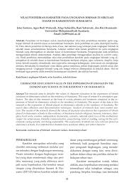 Menghindarkan diri dari tindak kekerasan, baik keadaan fisik maupun kekerasan ucapan yang dapat menyakiti tubuh dan hati seseorang. Pdf Nilai Pendidikan Karakter Pada Ungkapan Hikmah Di Sekolah Dasar Se Karesidenan Surakarta