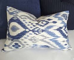 Blue White Ikat Pillow 12x18 18x18 Decorative Pillow Blue Etsy Blue Ikat Pillow Blue Throw Pillows Ikat Pillows