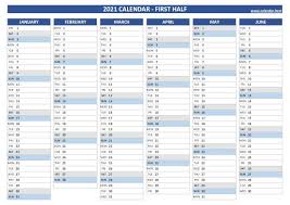 Please select your options to create a calendar. 2021 Half Year Calendar Calendar Best