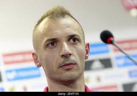 Albania's Ansi Agolli in press conference before training session in  Alicante, Spain