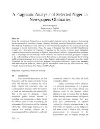 All about newspaper obituaries in the british press, plus digests of obituaries of famous people in the british newspapers online. Pdf A Pragmatic Analysis Of Selected Newspapers Obituaries