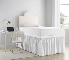 The skirt hangs to the floor to cover and hide whatever may be under the bed. Bed Skirt For Low Profile Box Spring