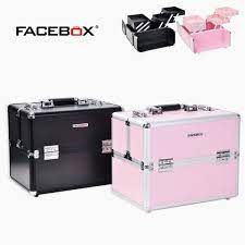 facebox 專業手提化妝箱多層美甲紋繡韓國大號大容量化妝包 luggage suitcase