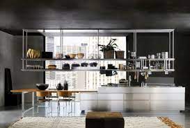 Hanging Shelf Over Kitchen Island Stainless Steel Kitchen Design Contemporary Kitchen Design Italian Kitchen Design