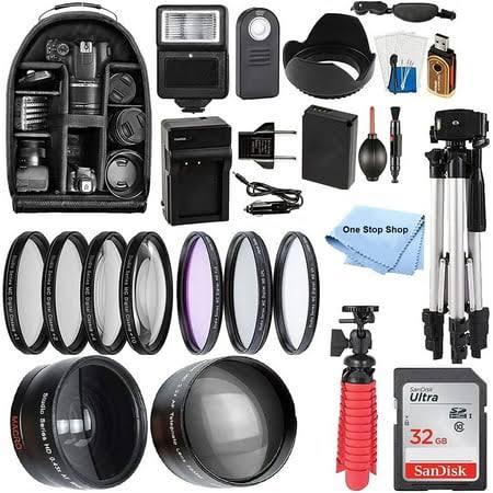 58mm Accessory Bundle for Canon EOS Rebel T7, T6, T5, T3, T100, 4000d, 2000d, 3000d and More with 32gb SanDisk Memory Card