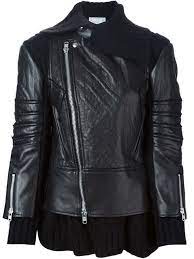 Sacai Knitted Layer Biker Jacket The Corner Berlin Farfetch Com Black Quilted Jacket Black Biker Jacket Asymmetrical Leather Jacket