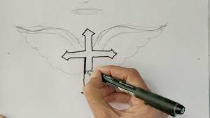 Learn how to draw step by step in a fun way!come join and follow us to learn how to draw. How To Draw Cross With Angel Wings Pencil Pen Easy Step By Step Drawing Youtube