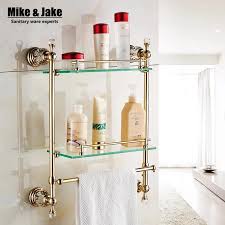 5 out of 5 stars. Bathroom Wall Mounted Golden Crystal Bathroom Shelf Crystal Bathroom Shelves Wall Double Glass Shelf Racks Double Glass Shelf Bathroom Shelfglass Shelf Aliexpress
