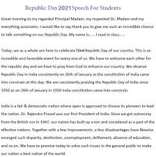 Children's day speech for teachers: Republic Day Speech In English 2021 Pdf For Kids Students Teachers Download